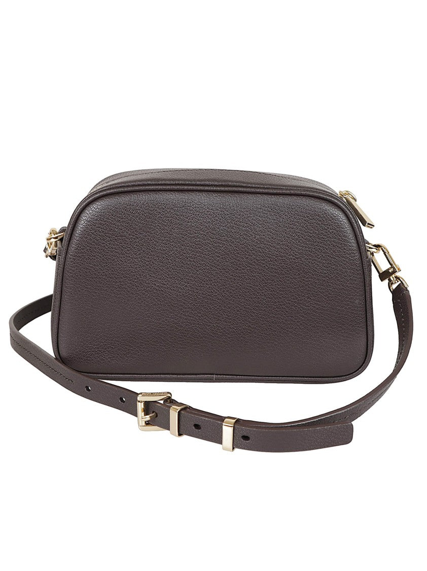 Michael Kors Compact Chocolate Hammered Leather Shoulder Bag