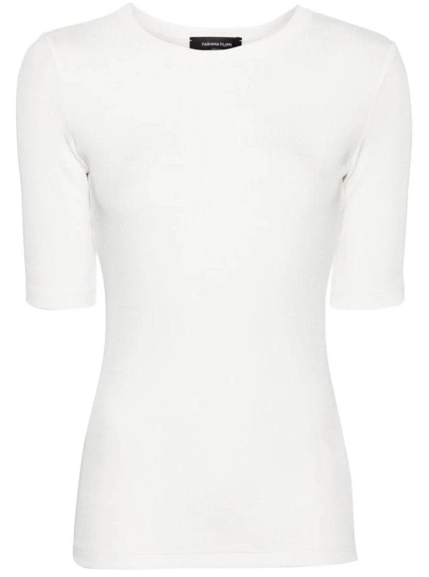 Fabiana Filippi White Jersey Viscose Blend T-Shirt