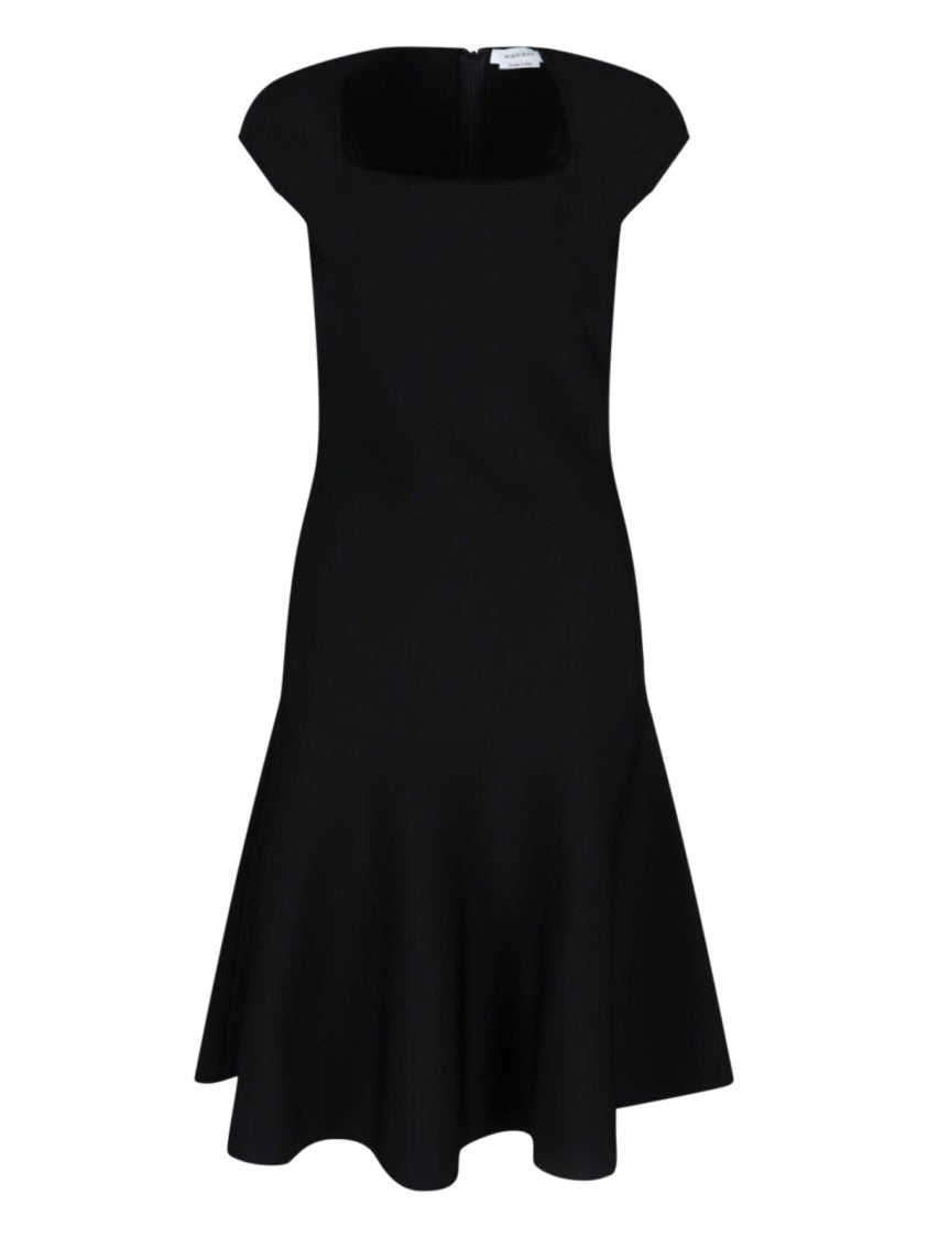 Alexander Mcqueen Draped Midi Dress With Fitted Bodice