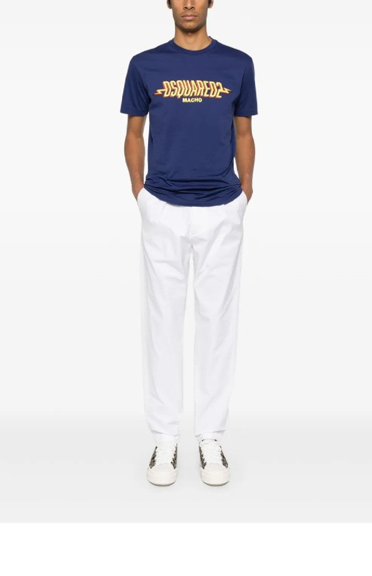 Dsquared2 Graphic Print Cotton T-Shirt With Crew Neckline
