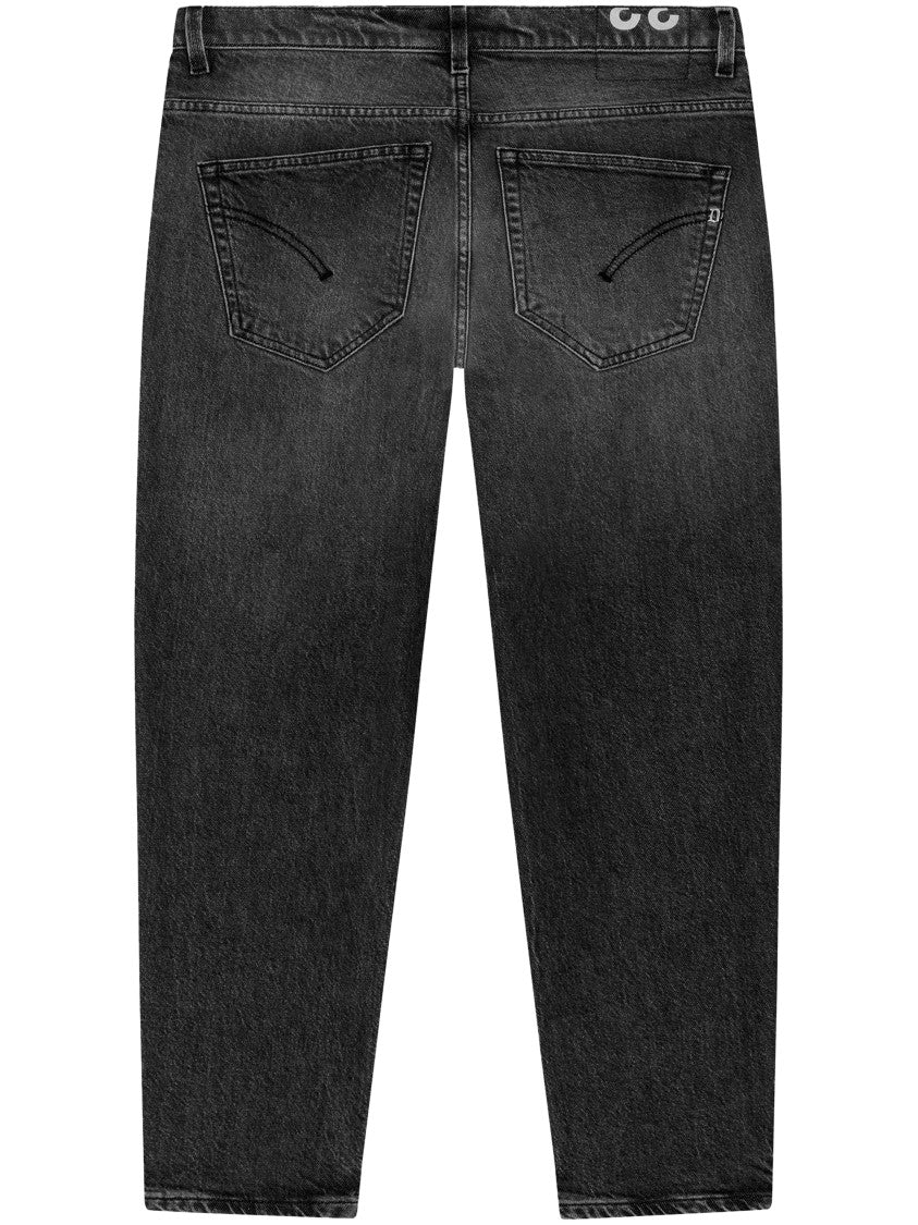 Dondup Straight-Leg Black Denim Trousers With Five-Pocket Design