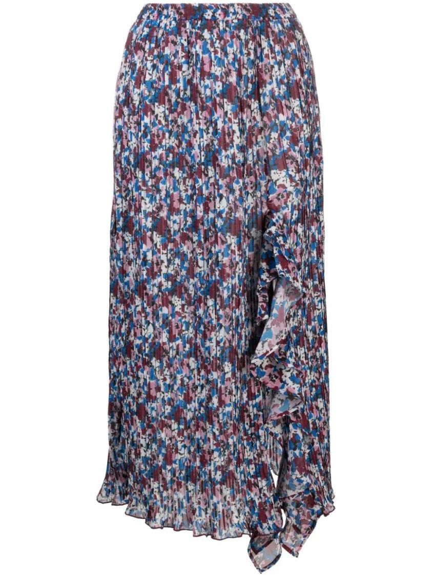 Ganni Pleated Midi Flounce Skirt