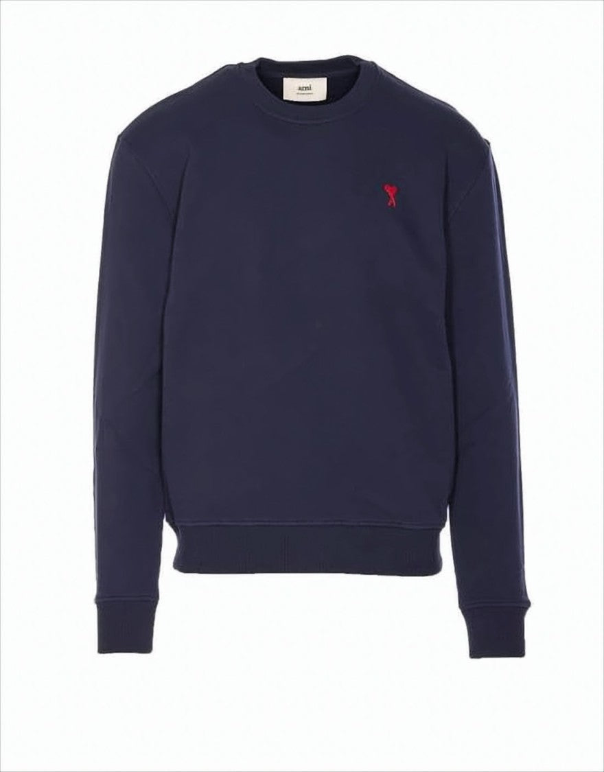 Ami Long-Sleeve Crewneck Sweatshirt With Embroidered Heart Detail