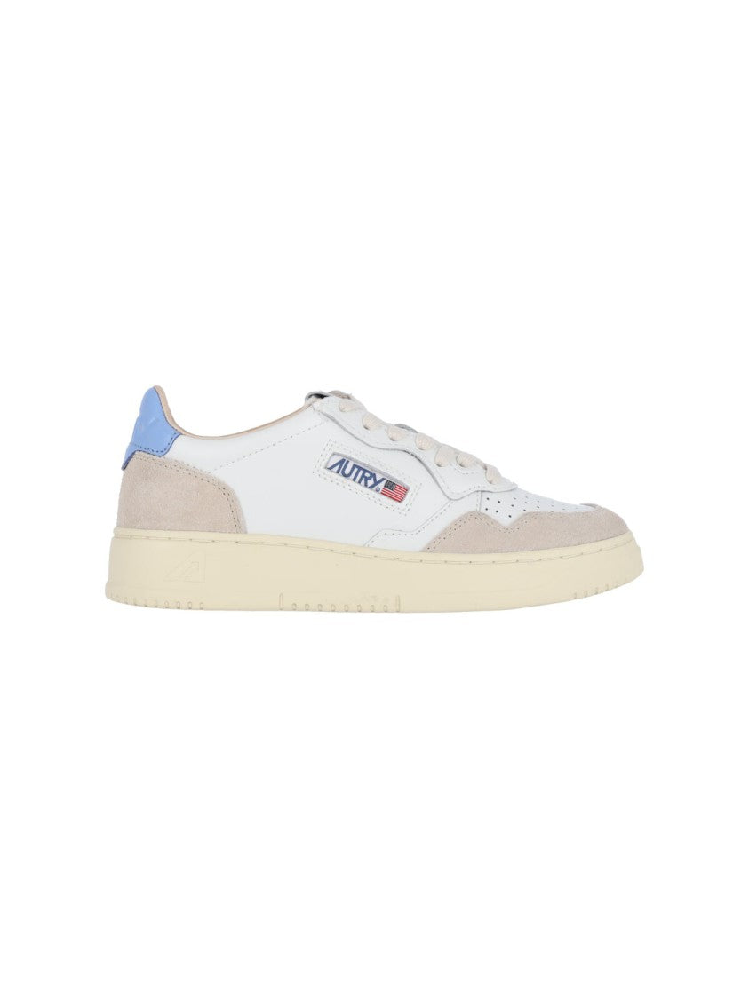 Autry White And Blue Logo Low-Top Sneakers