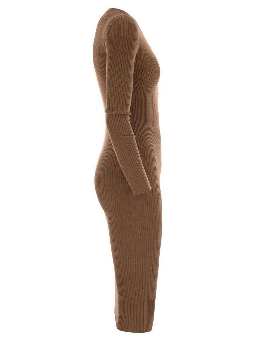 Elisabetta Franchi Ribbed Knit Dress With Pocket