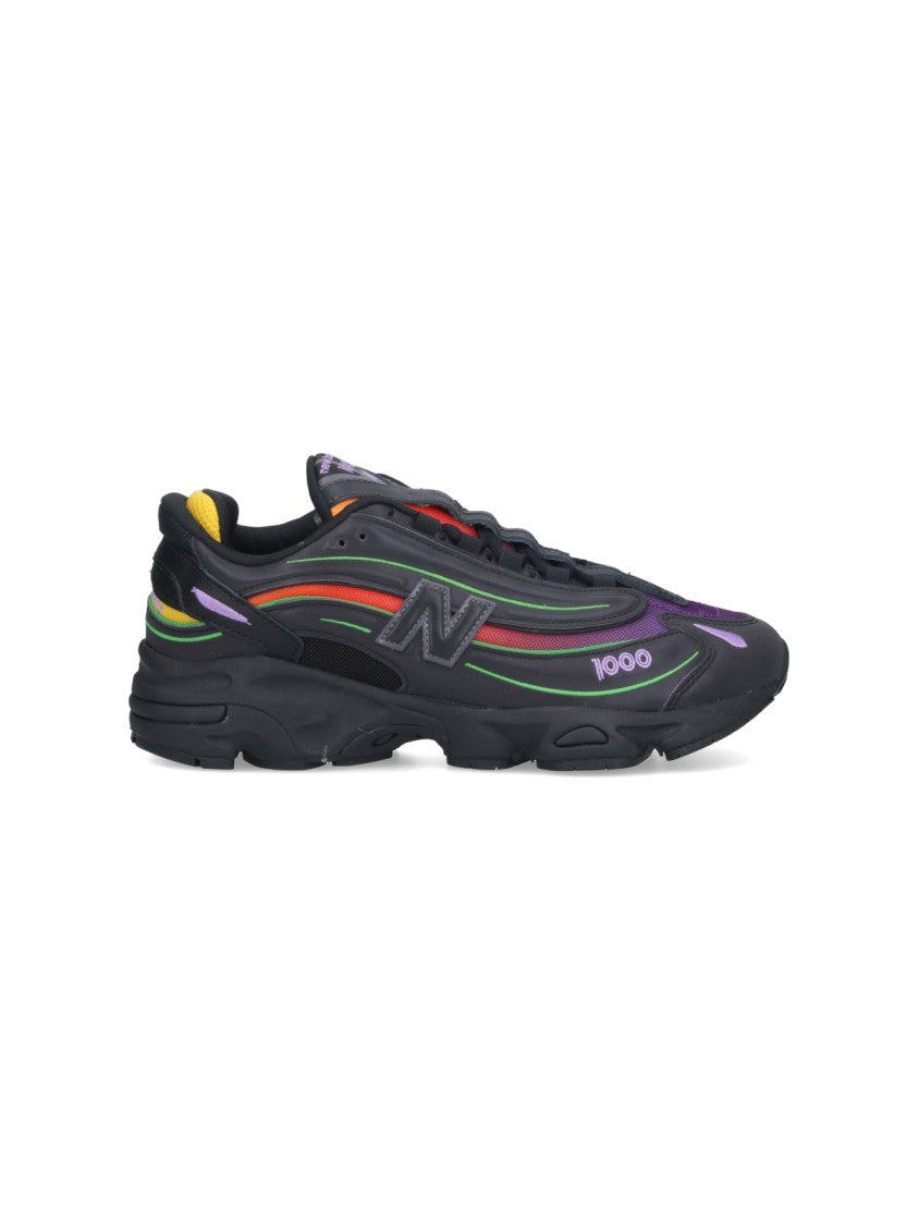 New Balance Black Mesh Sneakers With Multicolor Details