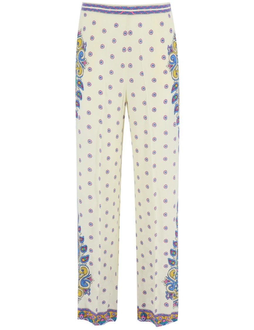 Etro Silk Crepe De Chine Palazzo Trousers
