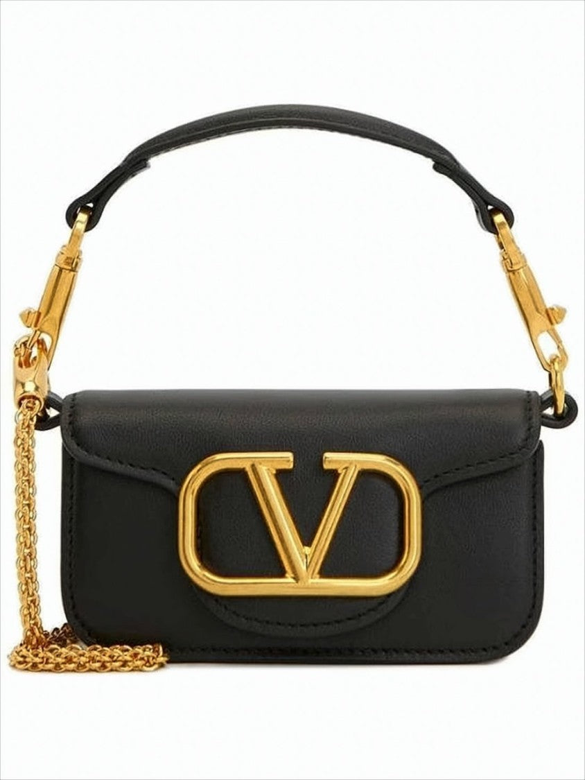 Valentino Garavani Rectangular Shoulder Bag With Gold-Tone Logo Plaque