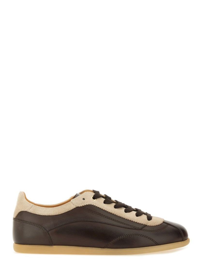 Brunello Cucinelli Low-Profile Leather Sneaker With Suede Accents