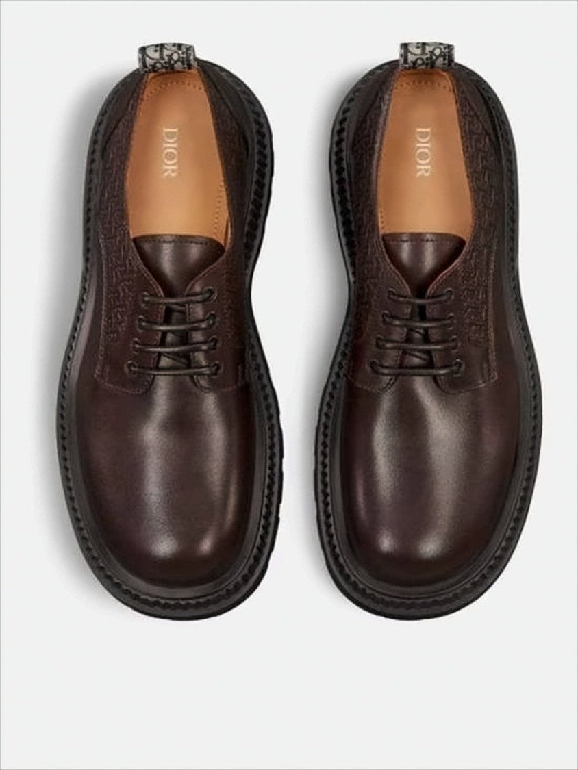 Christian Dior Brown Calf Leather Lace-Up Shoes With Textured Sole
