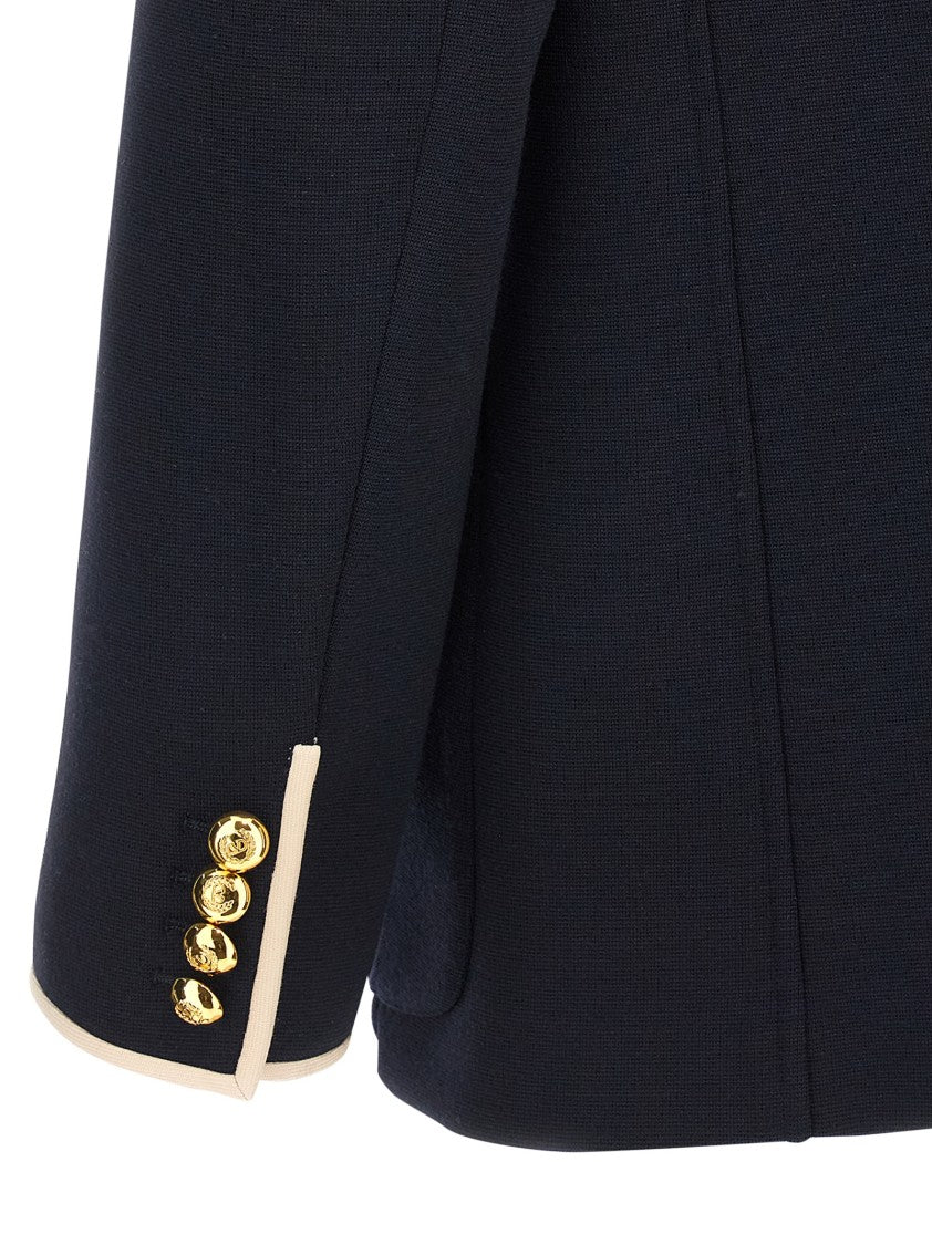 Valentino Garavani Double-Breasted Wool Blazer With Contrast Piping