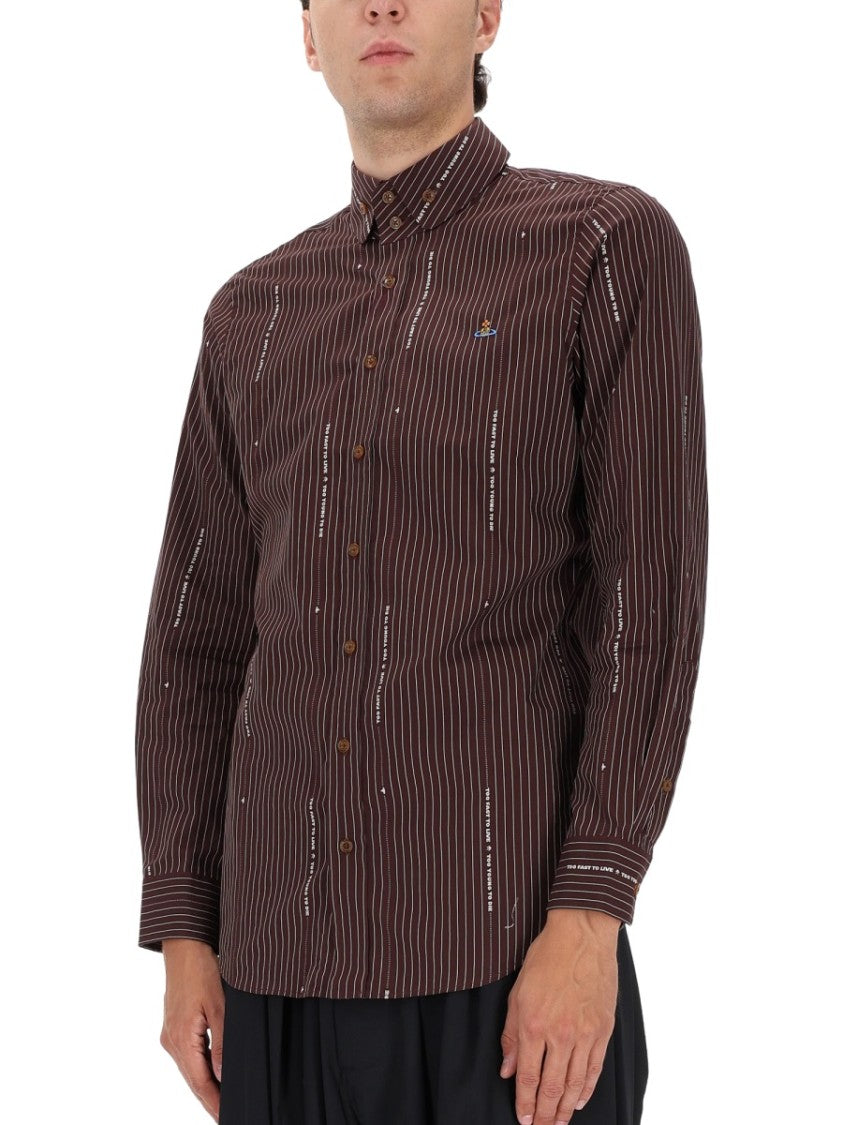 Vivienne Westwood Bordeaux Shirt With Vertical Pinstripes
