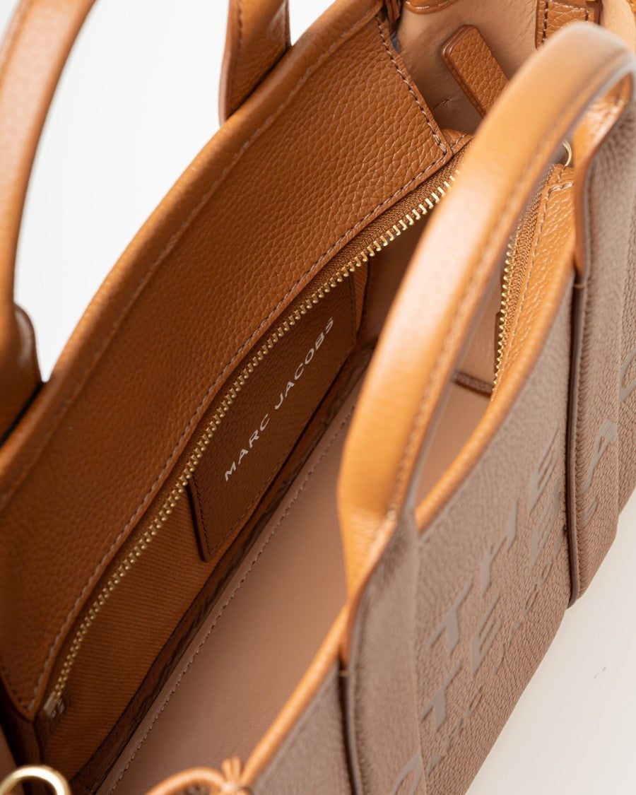 Marc Jacobs Structured Leather Tote Bag With Embossed Lettering