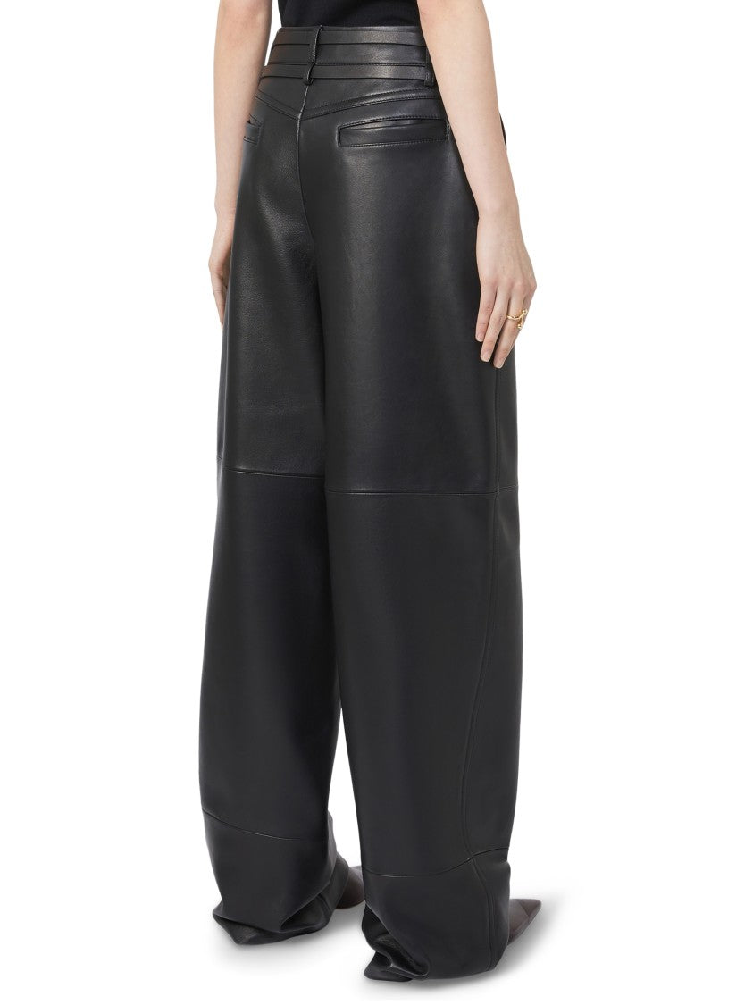 Max Mara Wide-Leg Lamb Leather Trousers