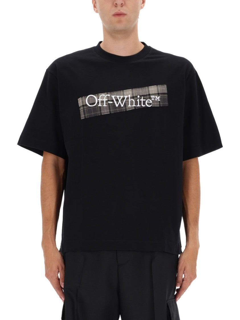 Off-White Black Short-Sleeve T-Shirt With Embroidered Detail