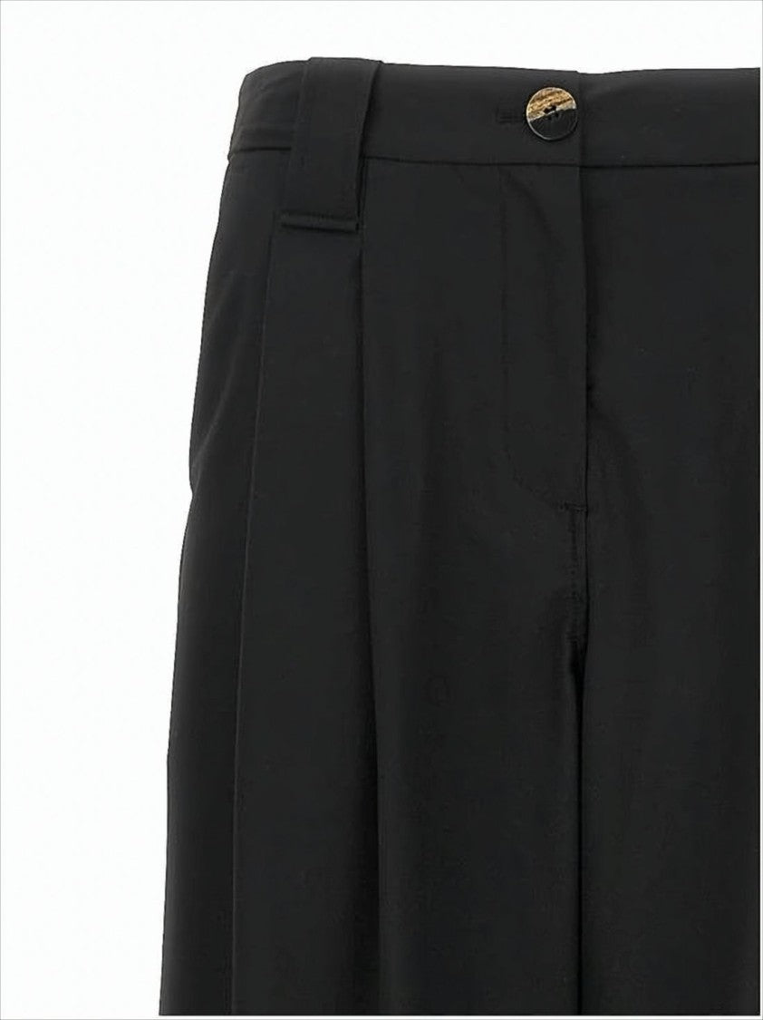 Ganni Tailored Wide-Leg Suit Pants With Front Pleats