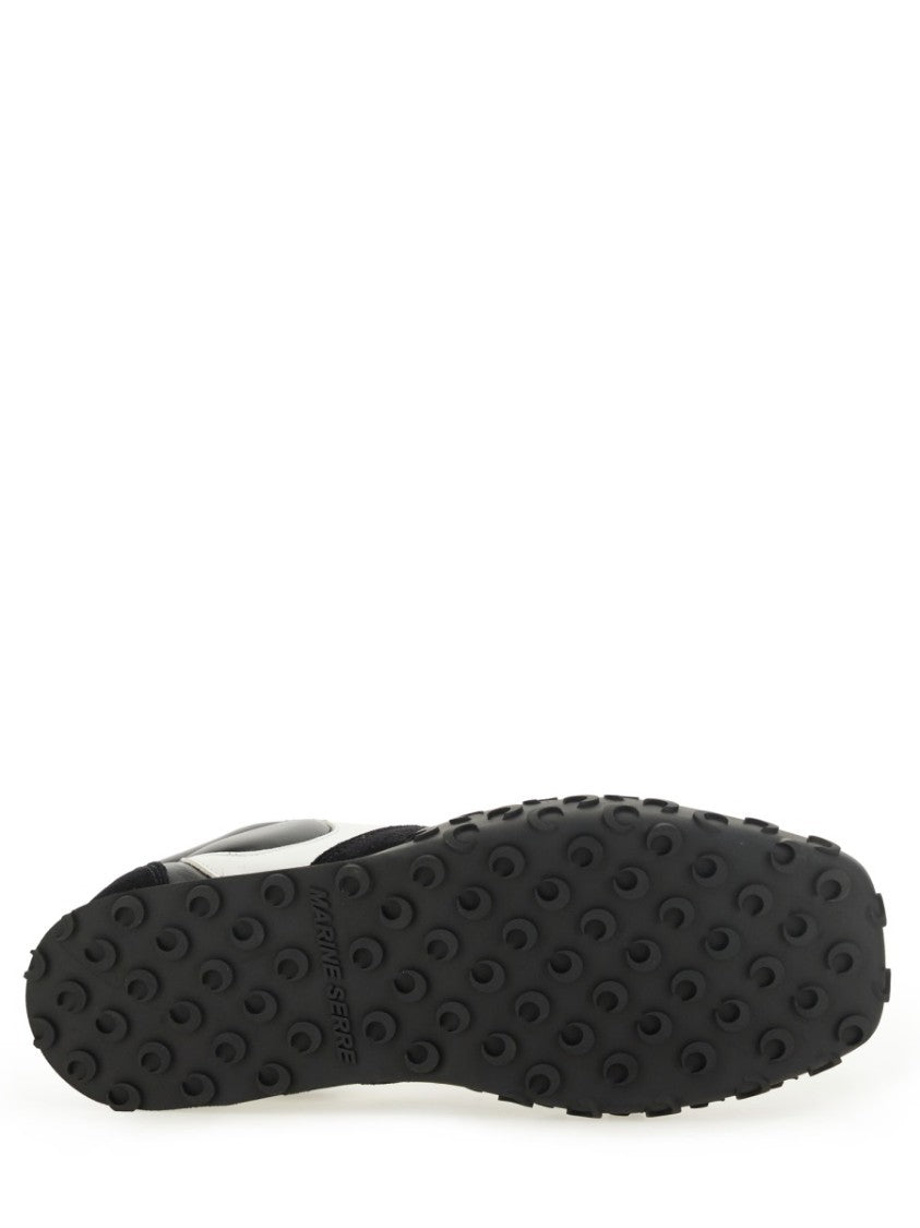 Marine Serre Sporty Black Sneakers With Leather And Suede Accents