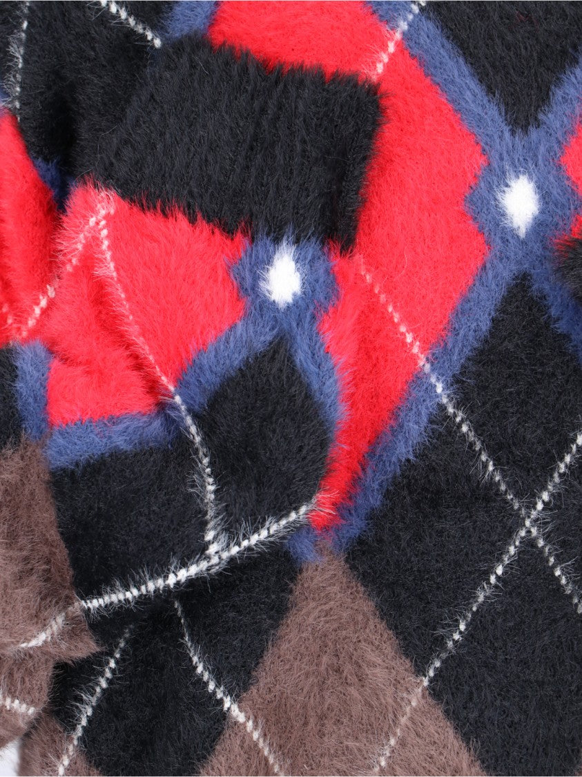 Charles Jeffrey Loverboy Fluffy Gloves Sweater In Multicolor Nylon Diamond Pattern