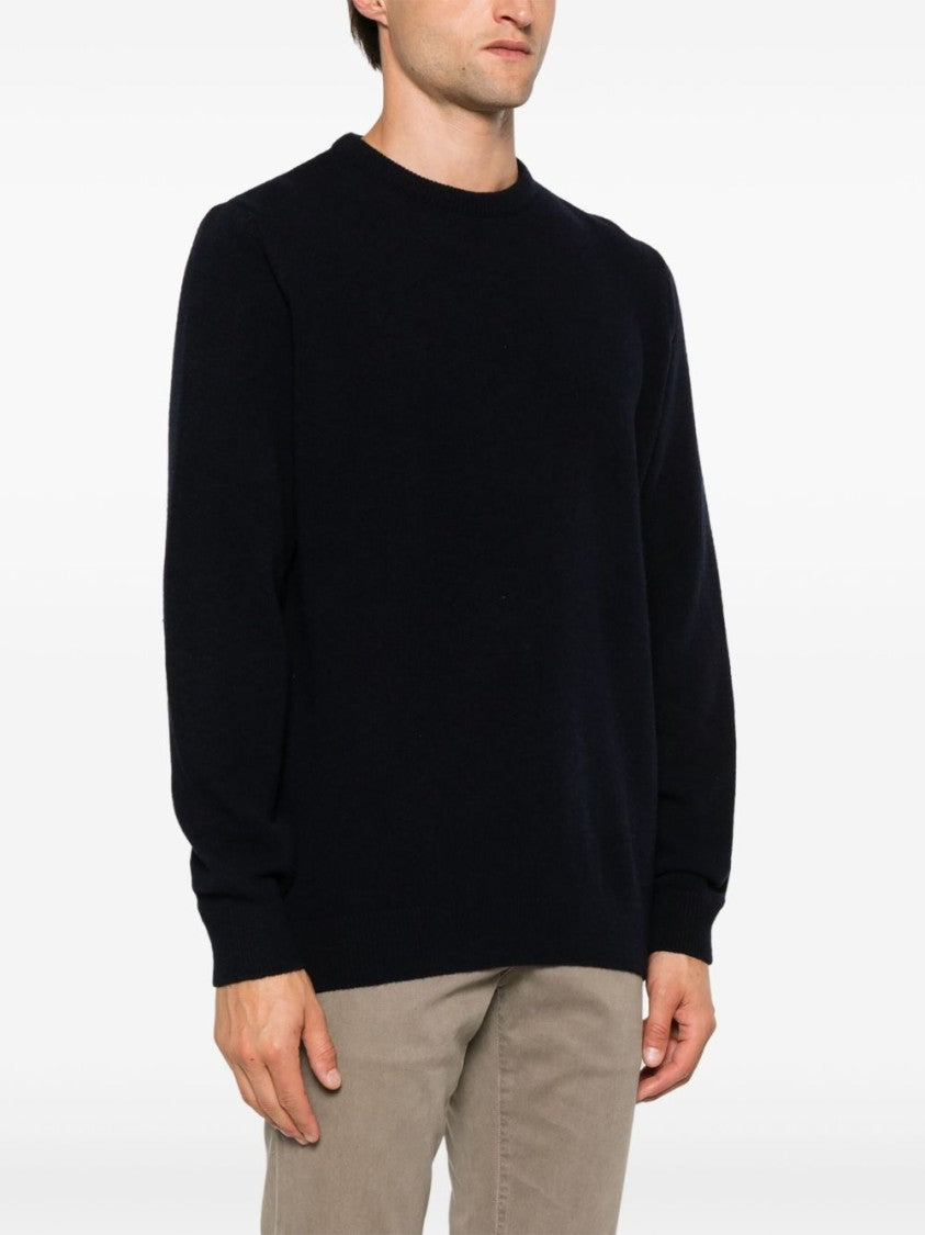 Barbour Crew Neck Cotton Sweater With Plaid Elbow Patches