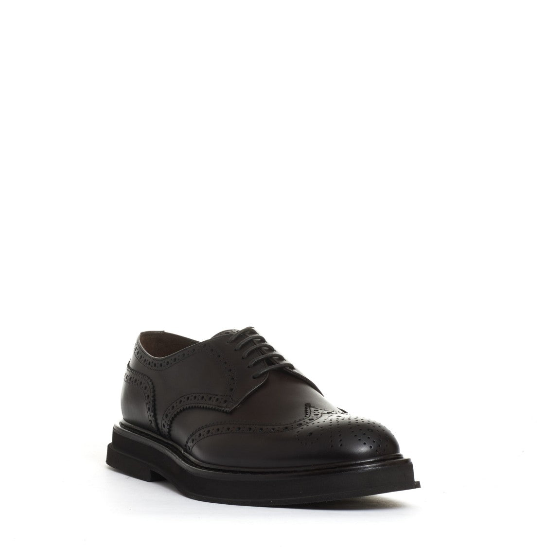 Doucal's Brown Leather Lace-Up With Holes