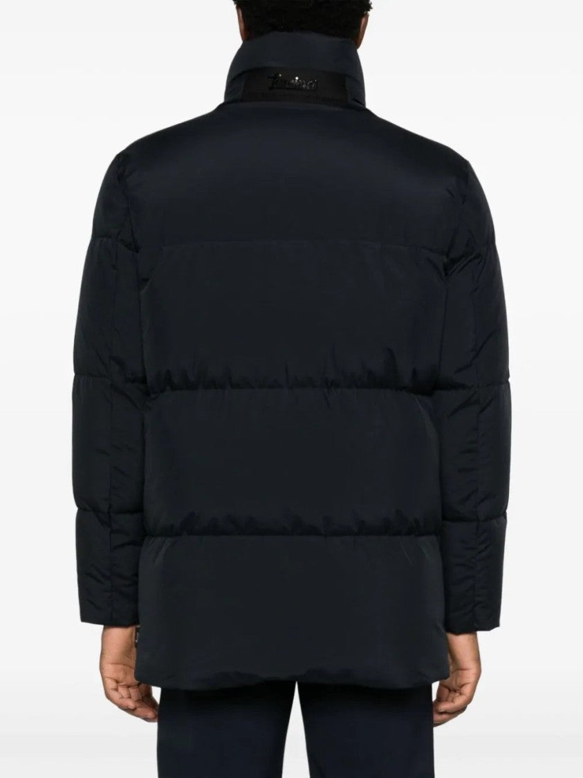 Herno Padded Half Coat With High Collar And Zippered Pockets