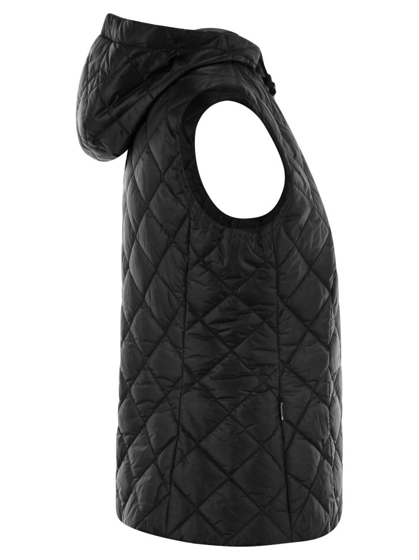 Fay Diamond-Quilted Waistcoat With Adjustable Hood And Embroidery