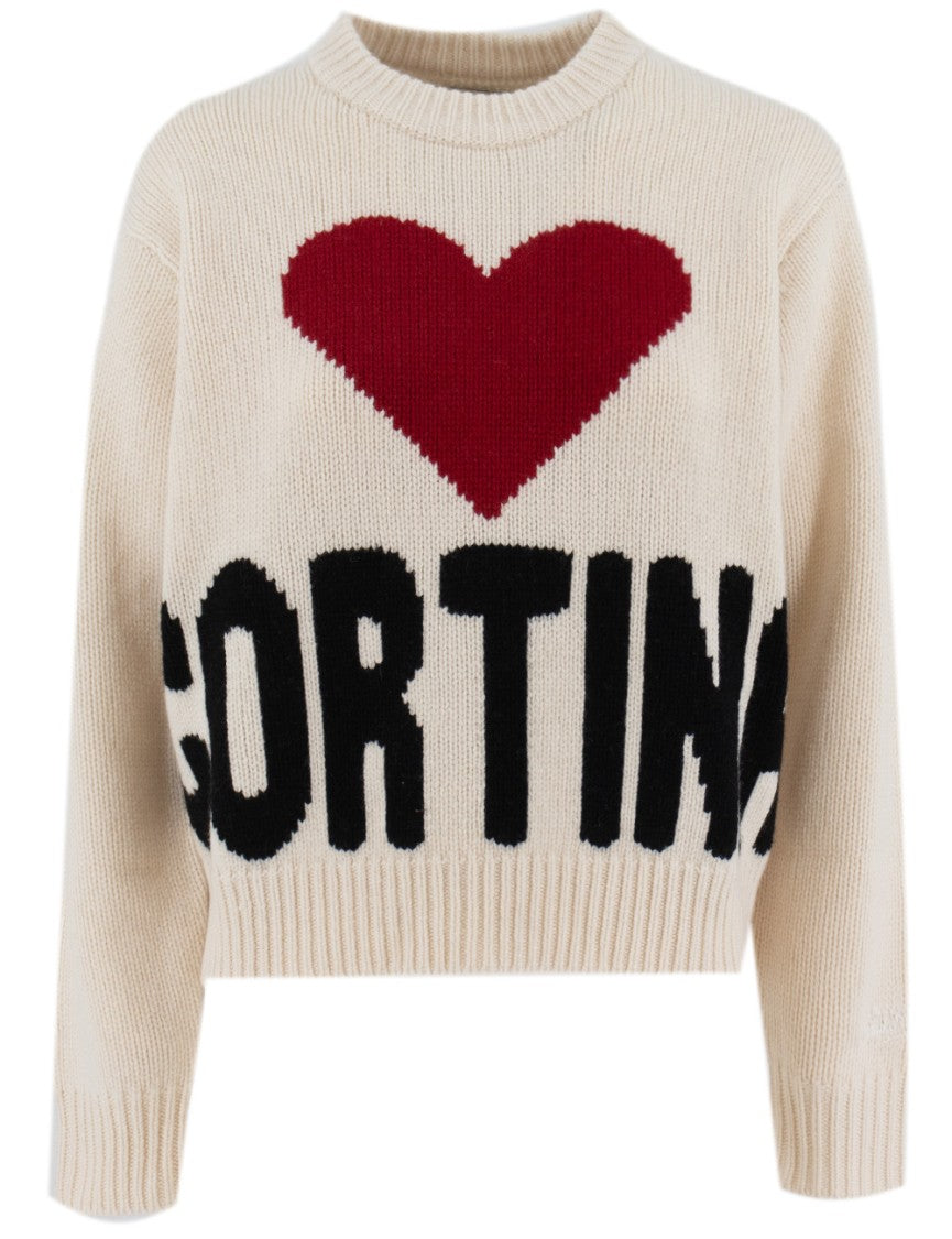Mc2 Saint Barth Cropped Jersey Jumper With Heart Graphic