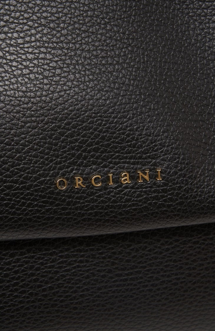 Orciani Hammered Leather Shoulder Bag With Gold Chain Straps