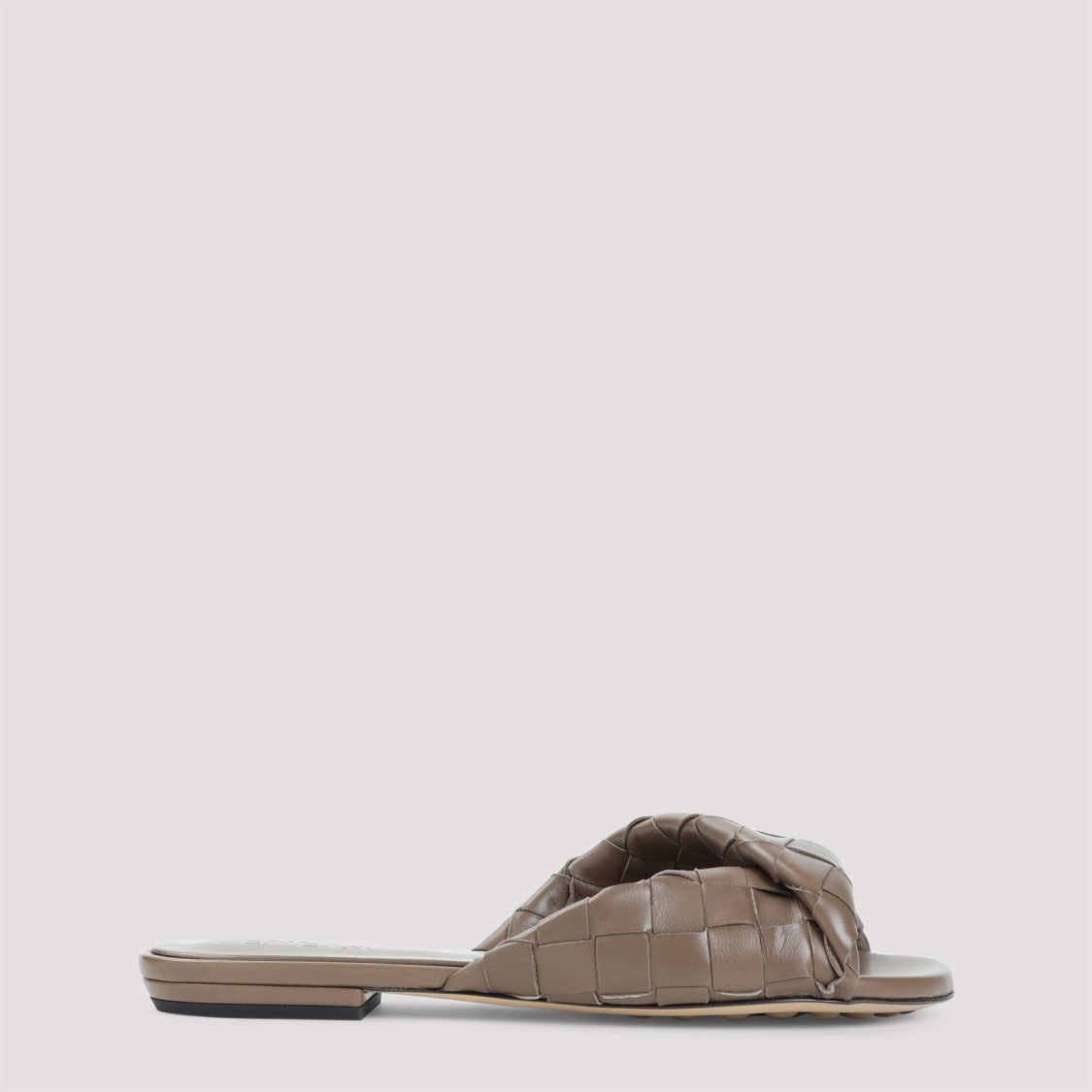 Bottega Veneta Woven Brown Leather Flat Sandals