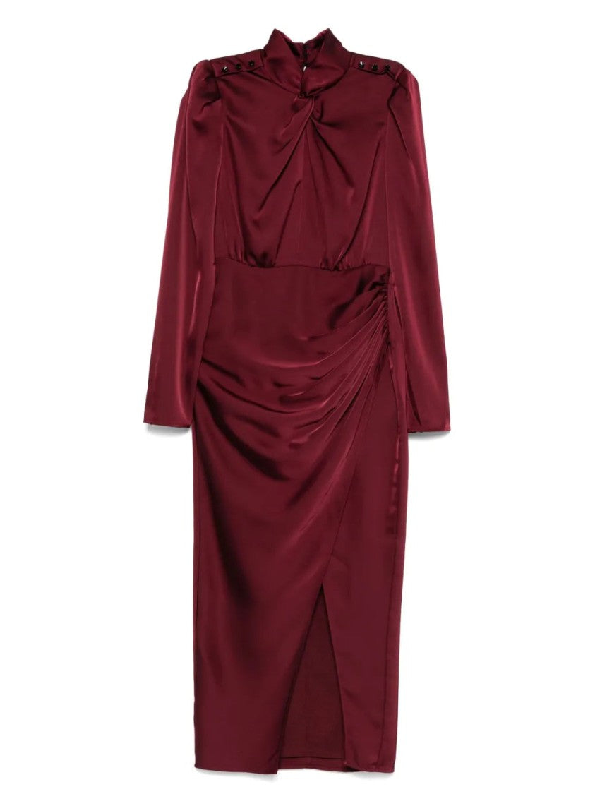 Self-Portrait Gathered Midi Dress With Button Fastening And Elegant Silhouette