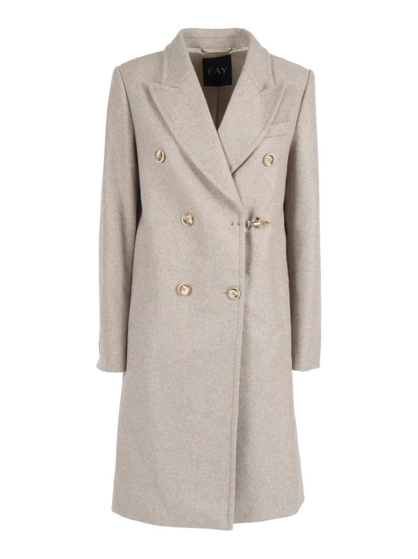 Fay Double-Breasted Coat With Hook