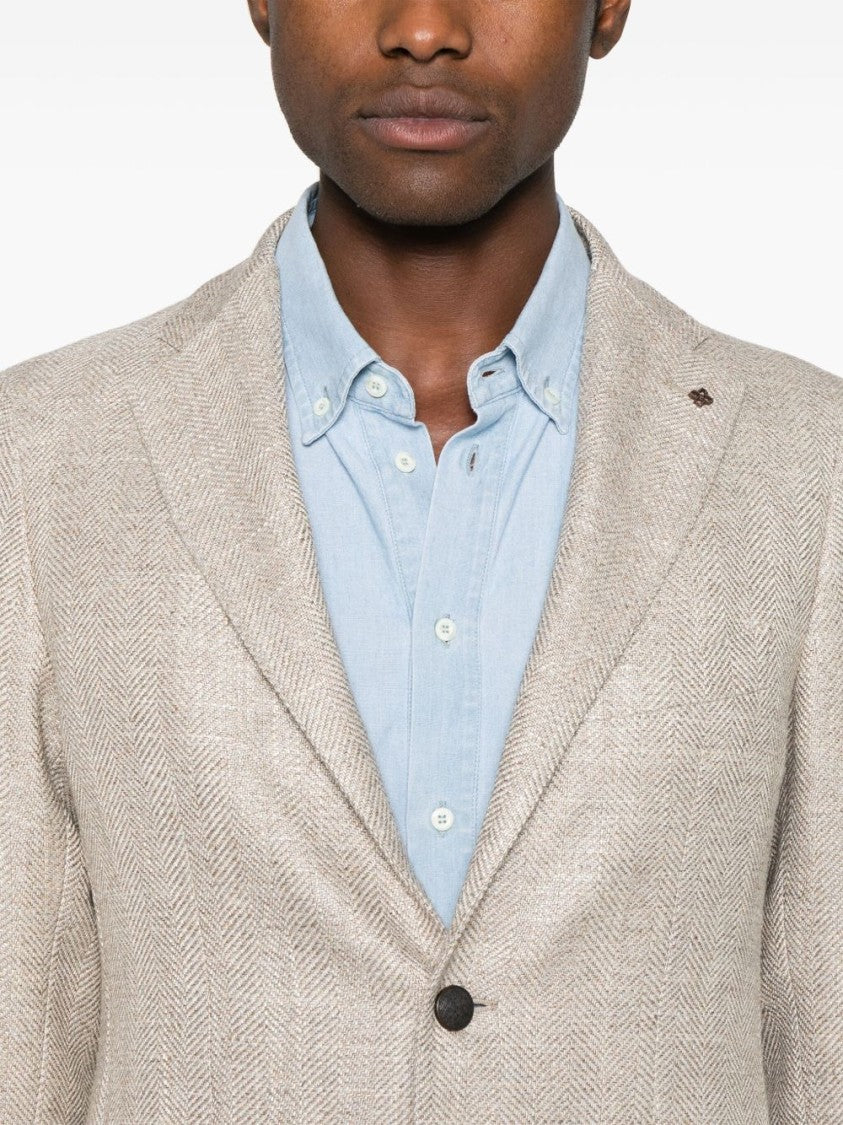 Tagliatore Barley Brown Tailored Jacket With English Rear Vents