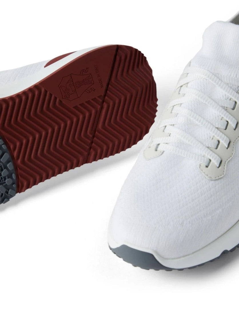 Brunello Cucinelli White Leather Trainers With Subtle Branding