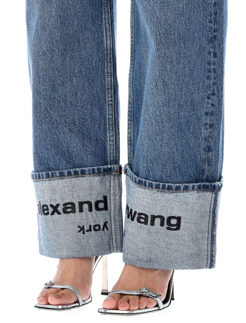 Alexander Wang Mid Rise Straight Jean With Embroidered