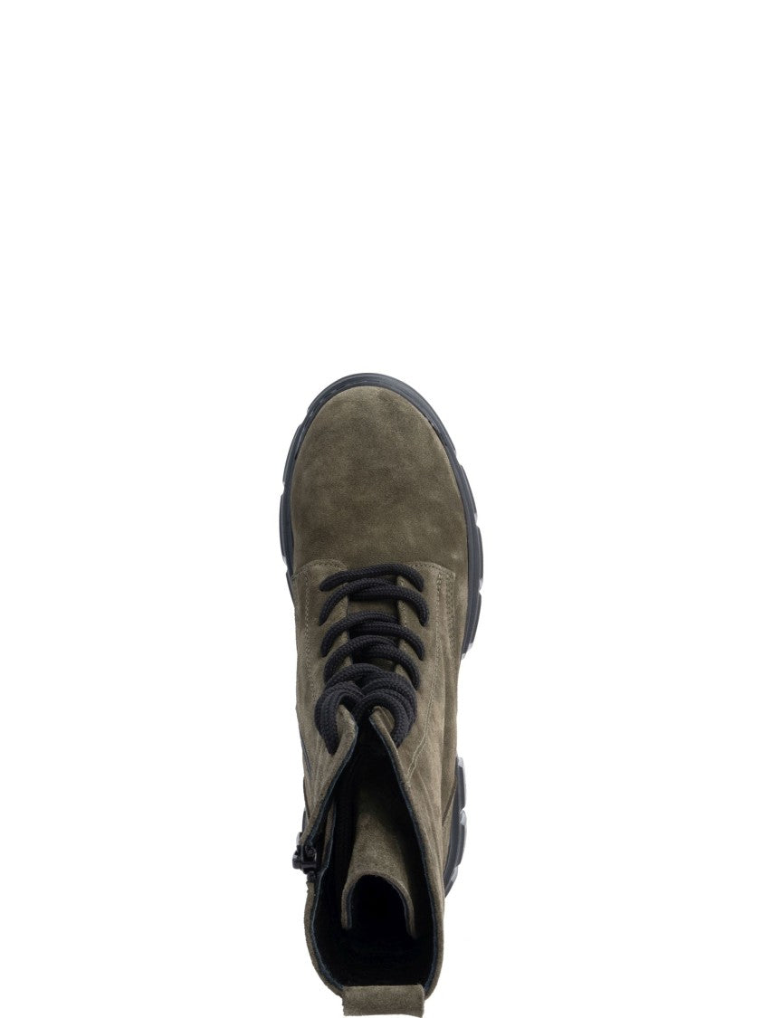 Sergio Moretti Flat Green Leather Ankle Boots