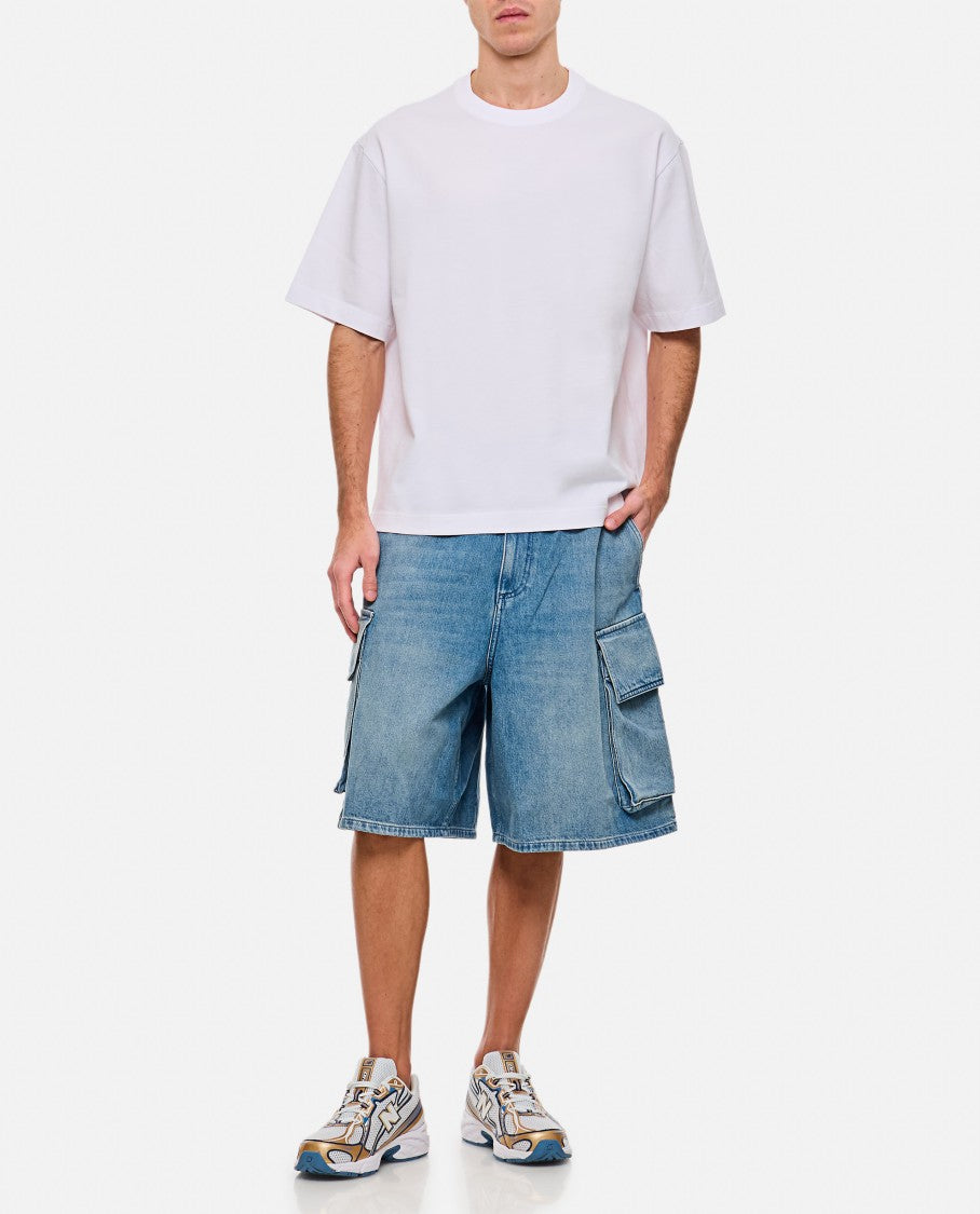 J. W. Anderson Relaxed Denim Blue Cargo Shorts With Embroidered Logo
