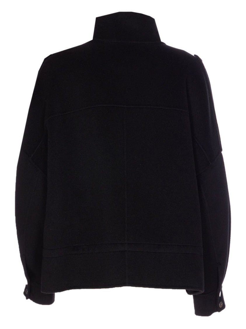 Pinko Wool Blend Short Coat With Stand Collar