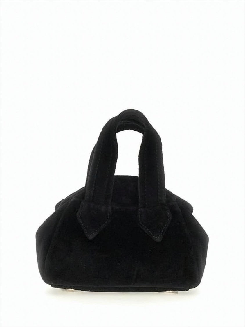 Vivienne Westwood Structured Black Cotton Crossbody Bag With Embroidered Emblem