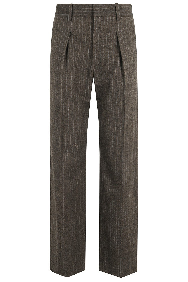 Isabel Marant Lisettagz High-Waisted Brown Pinstripe Pants