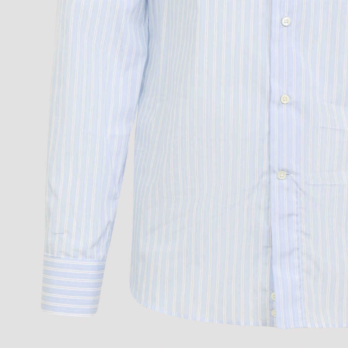 Canali Light Blue Cotton Formal Shirt With Subtle Stripes