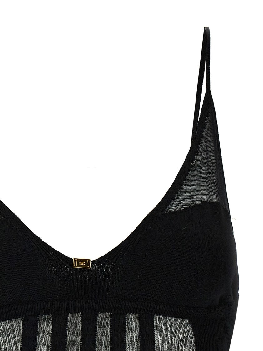 Elisabetta Franchi Slim-Fit Knit Top With Transparent Panels