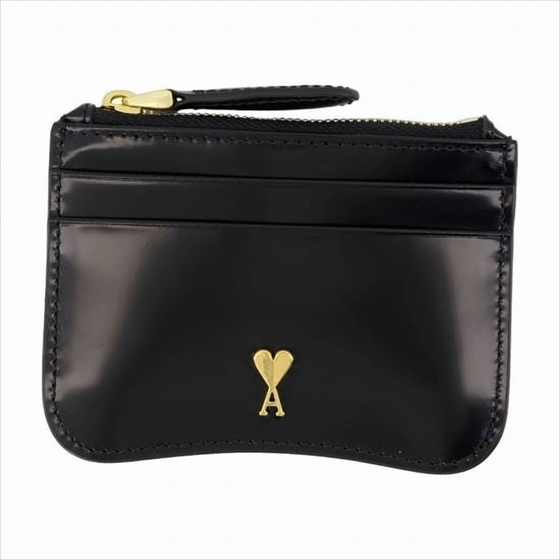 Ami Compact Black Calf Leather Card Wallet