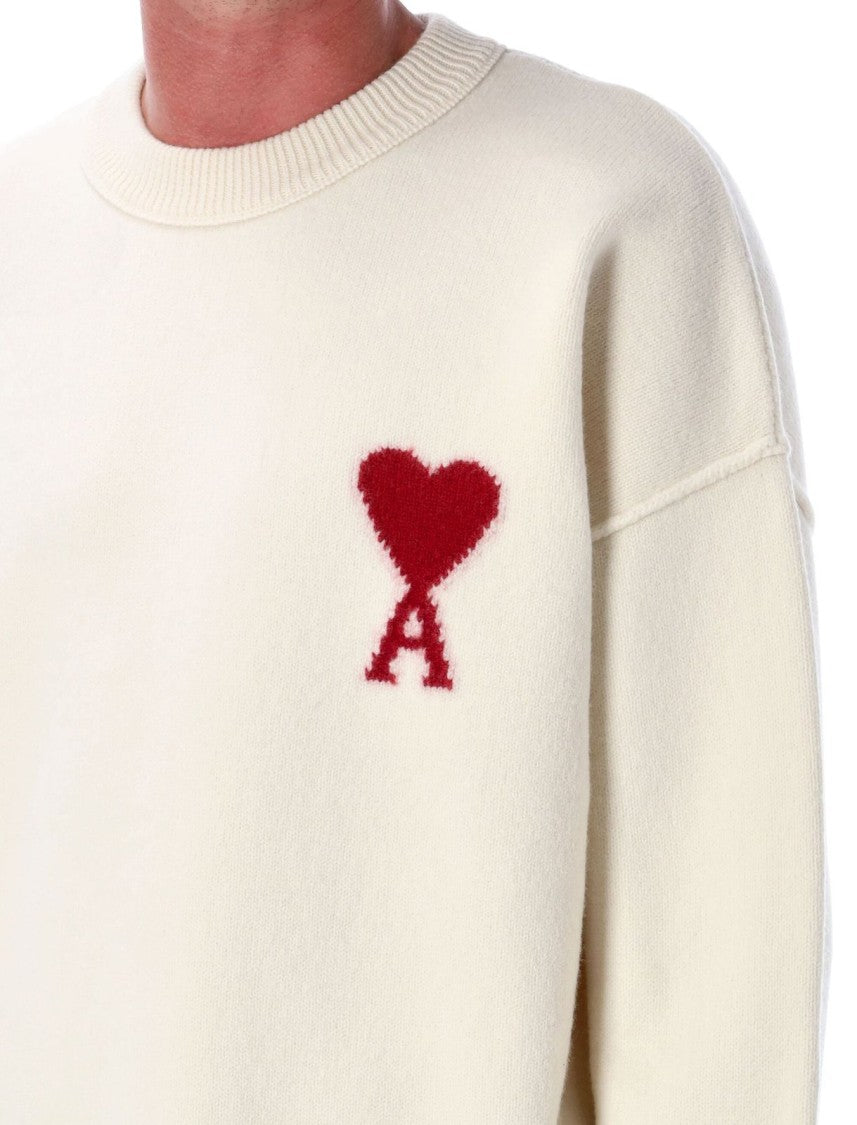 Ami Oversized Wool Sweater With Signature Logo