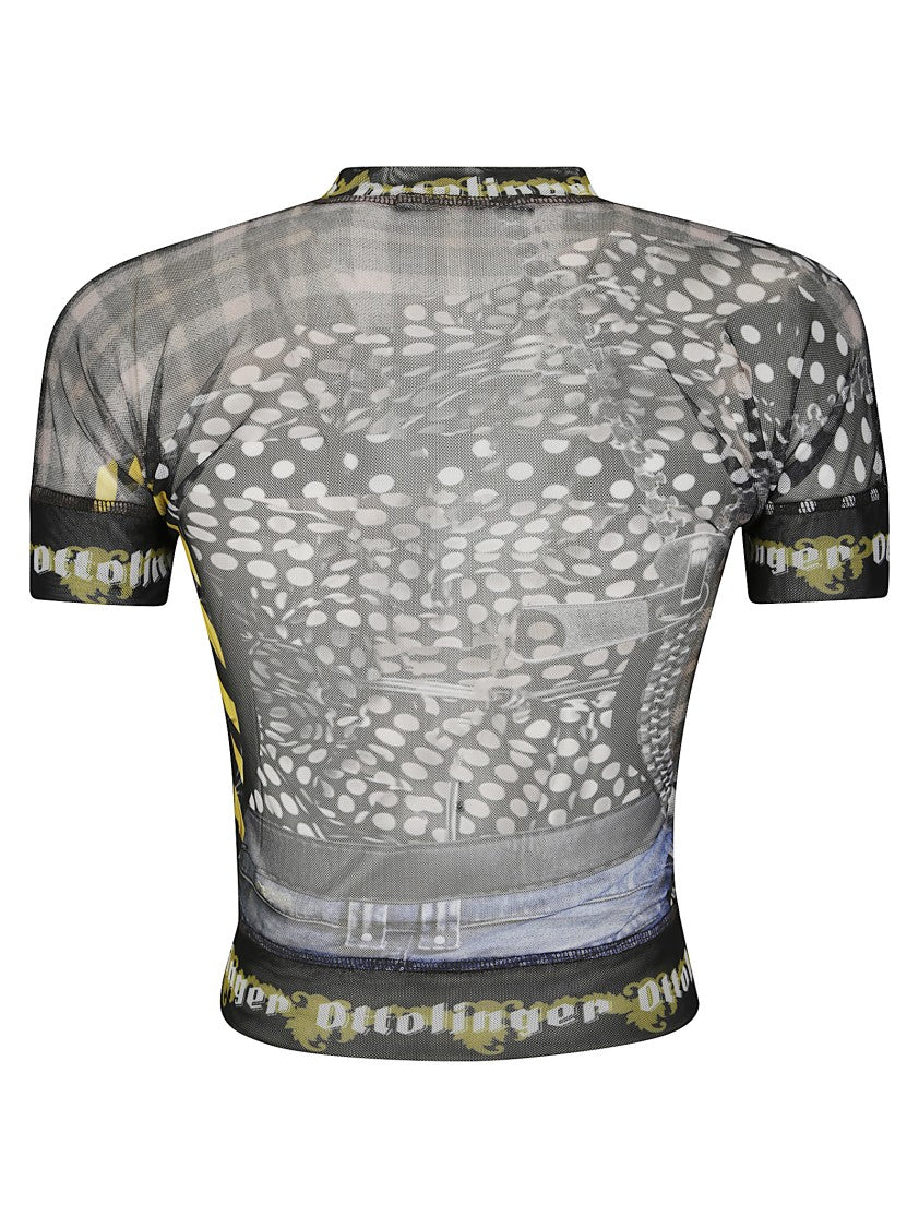 Ottolinger Fitted Mesh T-Shirt With Abstract Printed Design