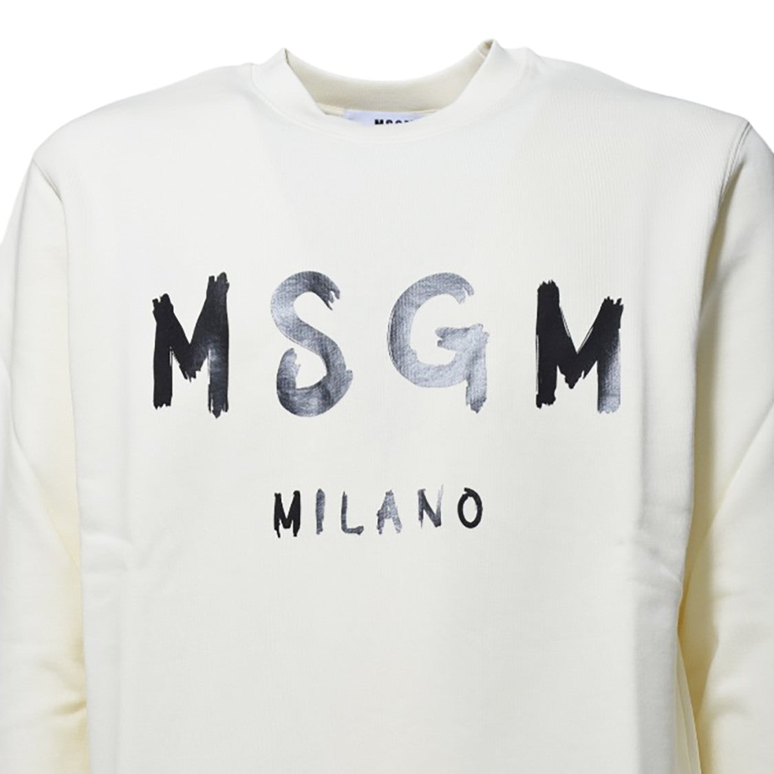Msgm Cream Cotton Crewneck Sweatshirt