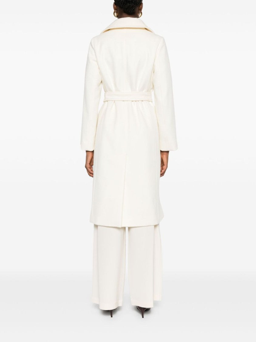 Max Mara White Belted Coat With Peak Lapels