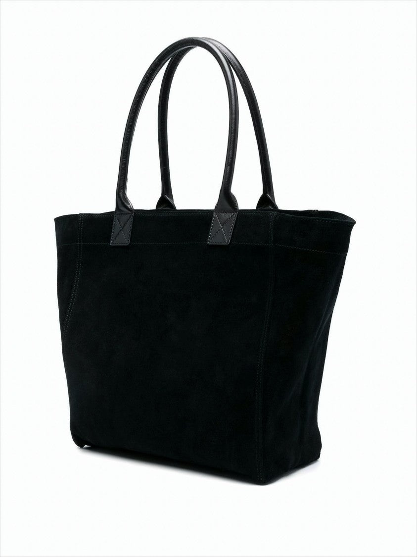 Isabel Marant Étoile Tapered Black Suede Calf Leather Small Tote Bag