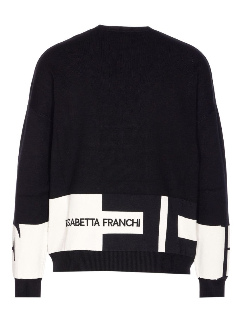 Elisabetta Franchi Graphic-Design Relaxed Fit Sweatshirt With Ribbed Details