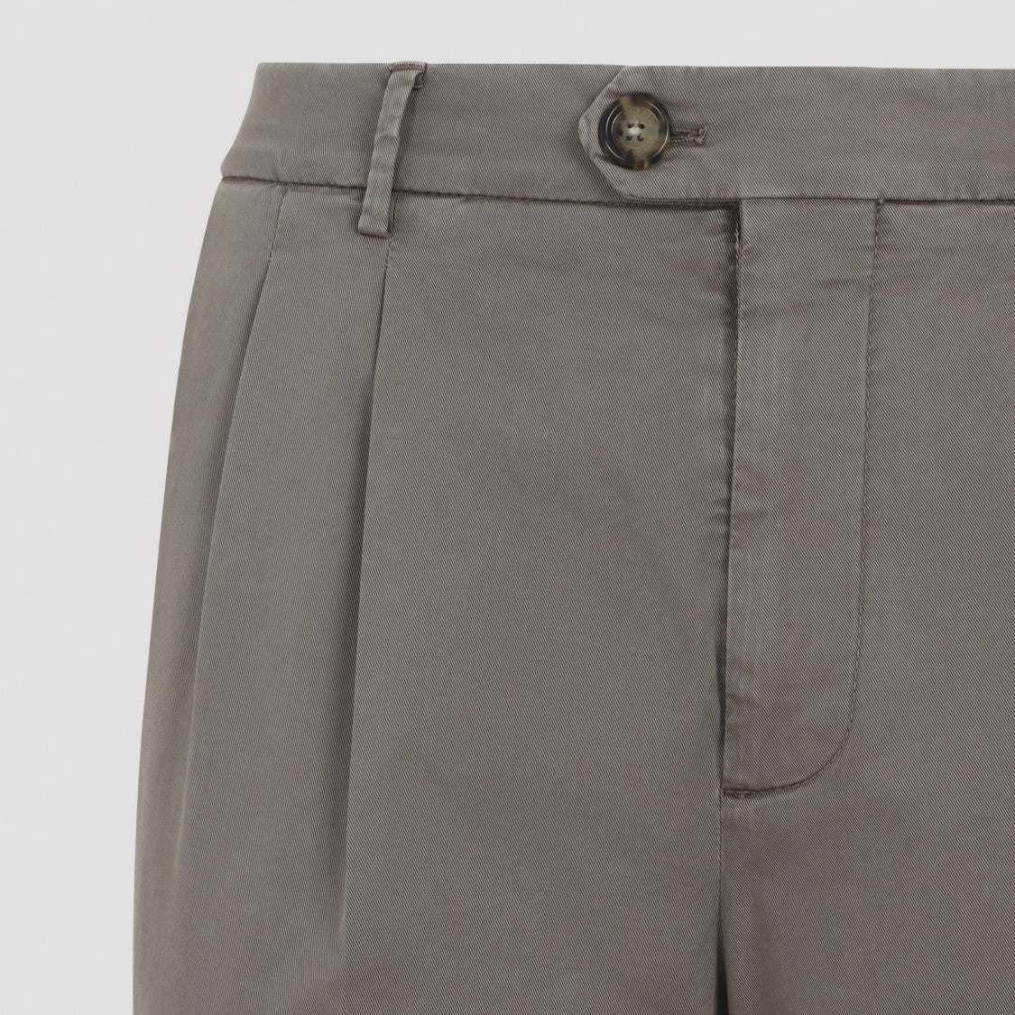 Brunello Cucinelli Tailored Grey Chino Pants With Pleated Waistband