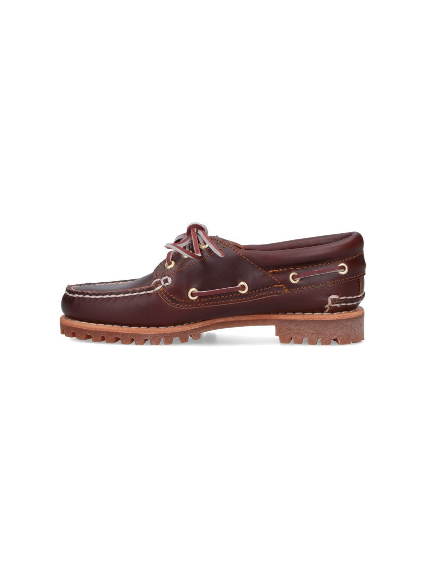 Timberland Brown Leather Slip-On Moccasins With Platform Sole